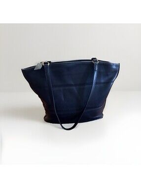 Vintage Coach Black Leather Tribeca Shopper Tote Bucket Bag 1998